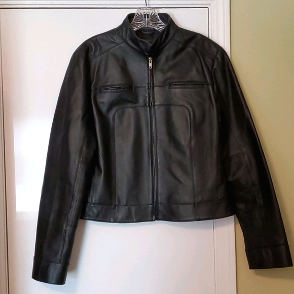 le chateau Jackets & Blazers - Black Leather Motto Jacket